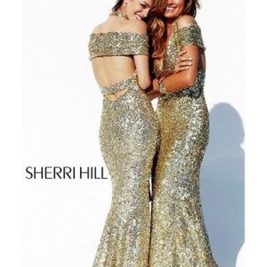 Sheri Hill gold prom dress size 2 fits like a 0